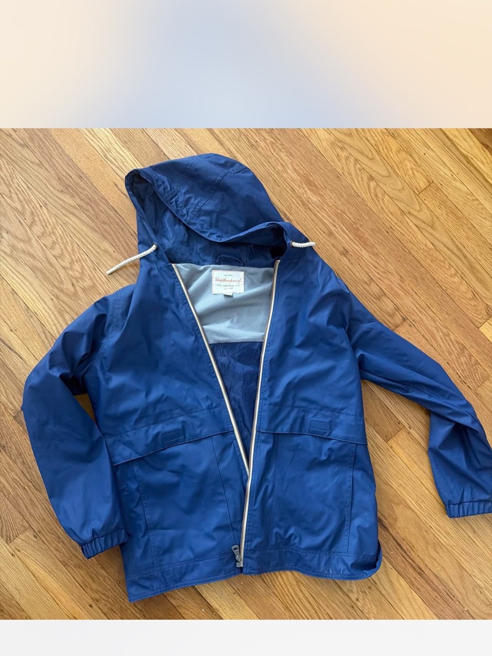 Vintage Nautical Hooded Windbreaker - Blue
